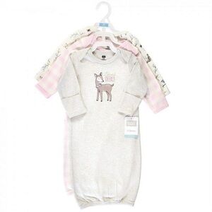 Hudson Baby Baby Girls Cotton Long-Sleeve Gowns 3pk, Enchanted Forest, 0-6 Month